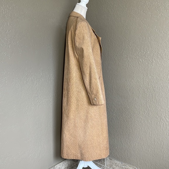 Camel color lightweight trench longline coat duster Vintage Union Made in USA - Picture 7 of 17